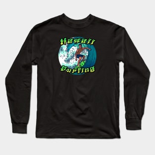 Hawaii Surfing with surfer on a wave Long Sleeve T-Shirt